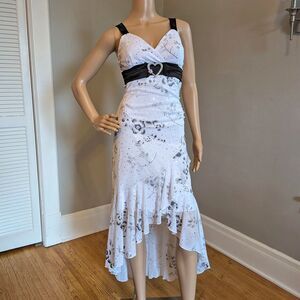 Vintage Y2K Taboo Floral Midi Dress, Rhinestone Embellishment, Fairycore, Size S